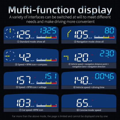 C5 OBD2 + GPS Mode Car HUD Head-up Display Water Temperature / Vehicle Speed / Voltage - Head Up Display System by buy2fix | Online Shopping UK | buy2fix