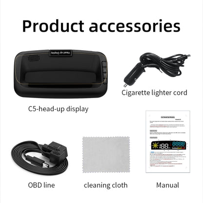 C5 OBD2 + GPS Mode Car HUD Head-up Display Water Temperature / Vehicle Speed / Voltage - Head Up Display System by buy2fix | Online Shopping UK | buy2fix