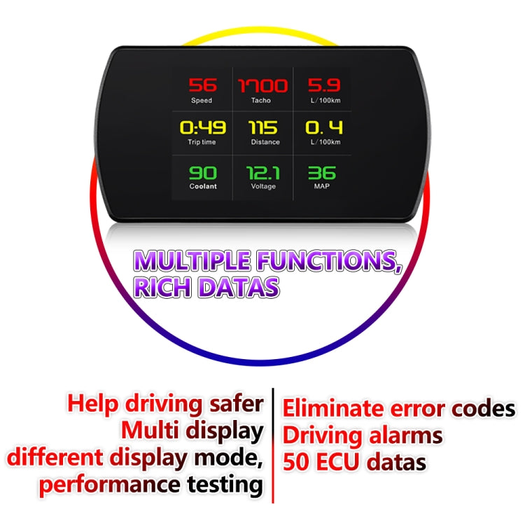 P12 Car HUD Head-up Display OBD2 Fault Code Elimination - Head Up Display System by buy2fix | Online Shopping UK | buy2fix