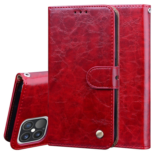 For iPhone 12 / 12 Pro Business Style Oil Wax Texture Horizontal Flip Leather Case with Holder & Card Slots & Wallet(Red) - iPhone 12 / 12 Pro Cases by buy2fix | Online Shopping UK | buy2fix