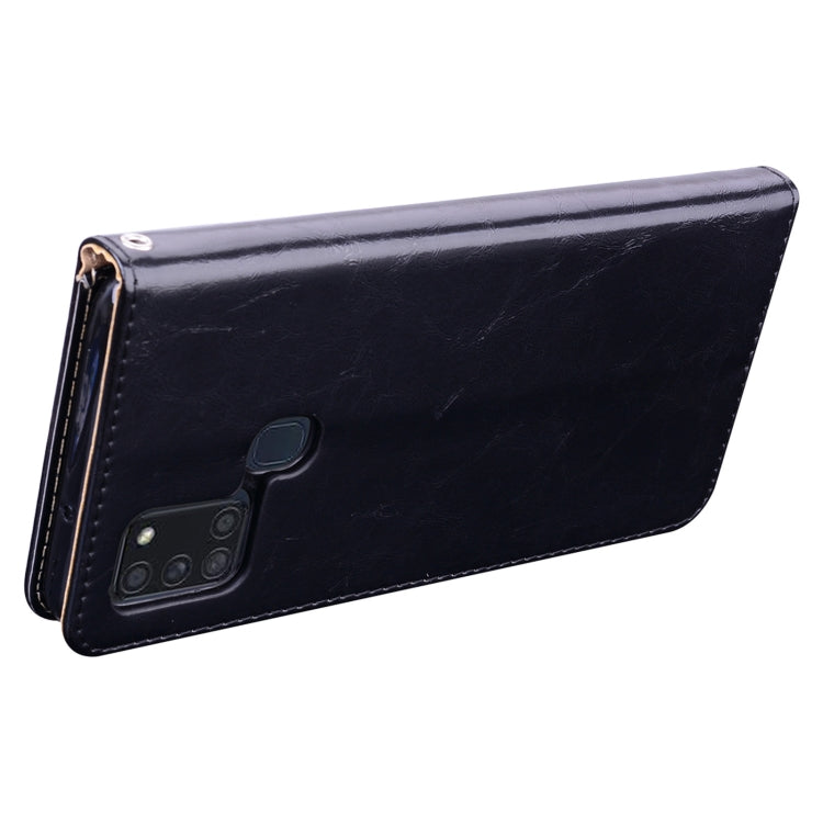 For Samsung Galaxy A21s Business Style Oil Wax Texture Horizontal Flip Leather Case, with Holder & Card Slots & Wallet(Black) by buy2fix