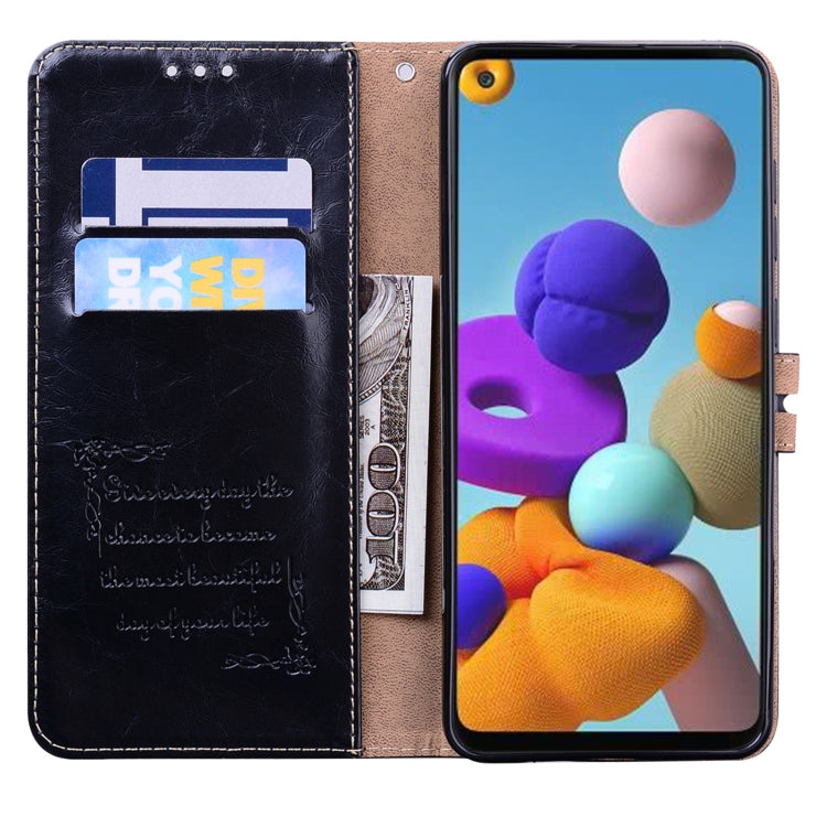 For Samsung Galaxy A21s Business Style Oil Wax Texture Horizontal Flip Leather Case, with Holder & Card Slots & Wallet(Black) by buy2fix
