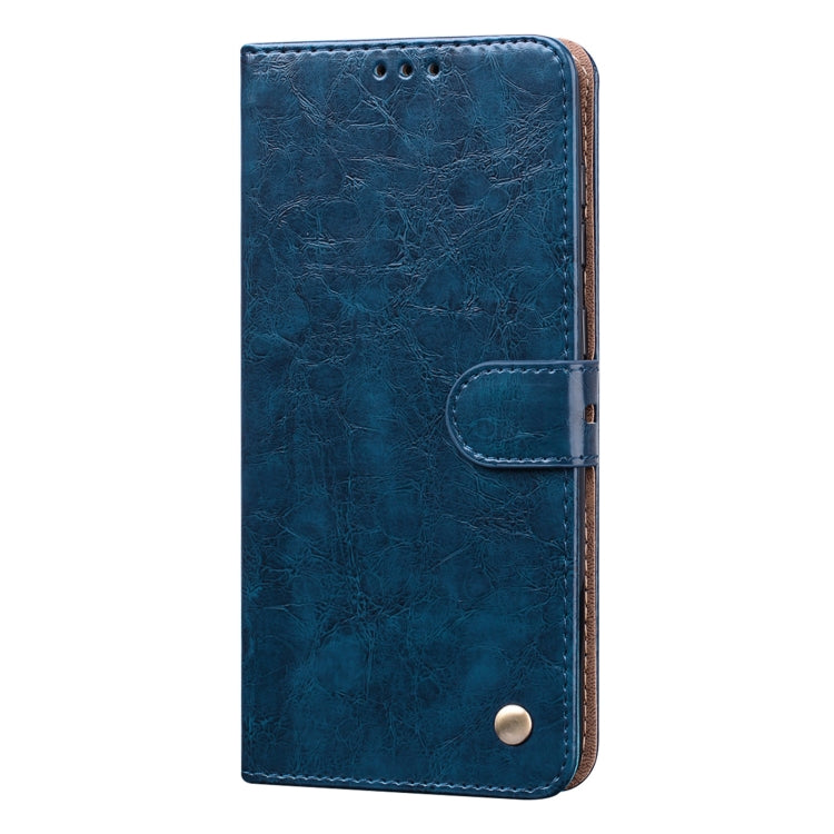 For Samsung Galaxy A21s Business Style Oil Wax Texture Horizontal Flip Leather Case, with Holder & Card Slots & Wallet(Blue) by buy2fix