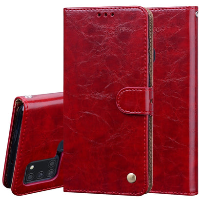 For Samsung Galaxy A21s Business Style Oil Wax Texture Horizontal Flip Leather Case, with Holder & Card Slots & Wallet(Red) by buy2fix