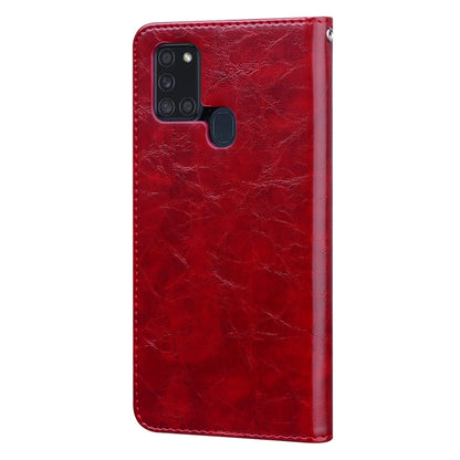 For Samsung Galaxy A21s Business Style Oil Wax Texture Horizontal Flip Leather Case, with Holder & Card Slots & Wallet(Red) by buy2fix