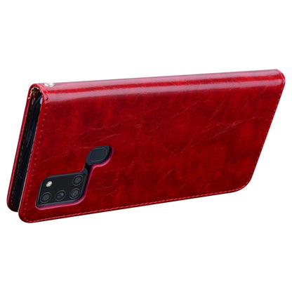 For Samsung Galaxy A21s Business Style Oil Wax Texture Horizontal Flip Leather Case, with Holder & Card Slots & Wallet(Red) by buy2fix