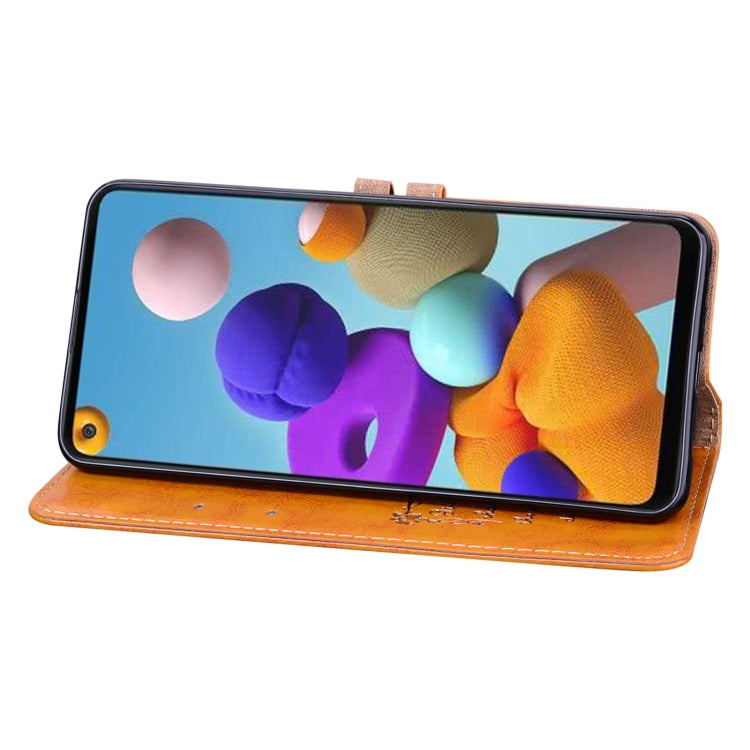 For Samsung Galaxy A21s Business Style Oil Wax Texture Horizontal Flip Leather Case, with Holder & Card Slots & Wallet(Yellow) by buy2fix