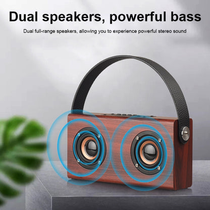 D10 Bluetooth 4.2 Portable Wooden Handheld Bluetooth Speaker(Red Wood Texture) - Desktop Speaker by buy2fix | Online Shopping UK | buy2fix