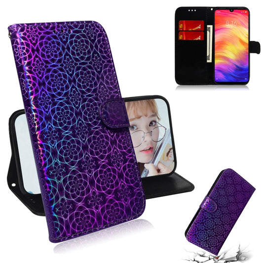 For Xiaomi Redmi Note 7 / 7S Solid Color Colorful Magnetic Buckle Horizontal Flip PU Leather Case with Holder & Card Slots & Wallet & Lanyard(Purple) - Xiaomi Cases by buy2fix | Online Shopping UK | buy2fix