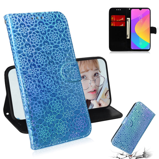 For Xiaomi Mi A3 / CC9e Solid Color Colorful Magnetic Buckle Horizontal Flip PU Leather Case with Holder & Card Slots & Wallet & Lanyard(Blue) - Xiaomi Cases by buy2fix | Online Shopping UK | buy2fix