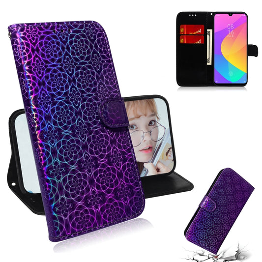For Xiaomi Mi A3 / CC9e Solid Color Colorful Magnetic Buckle Horizontal Flip PU Leather Case with Holder & Card Slots & Wallet & Lanyard(Purple) - Xiaomi Cases by buy2fix | Online Shopping UK | buy2fix