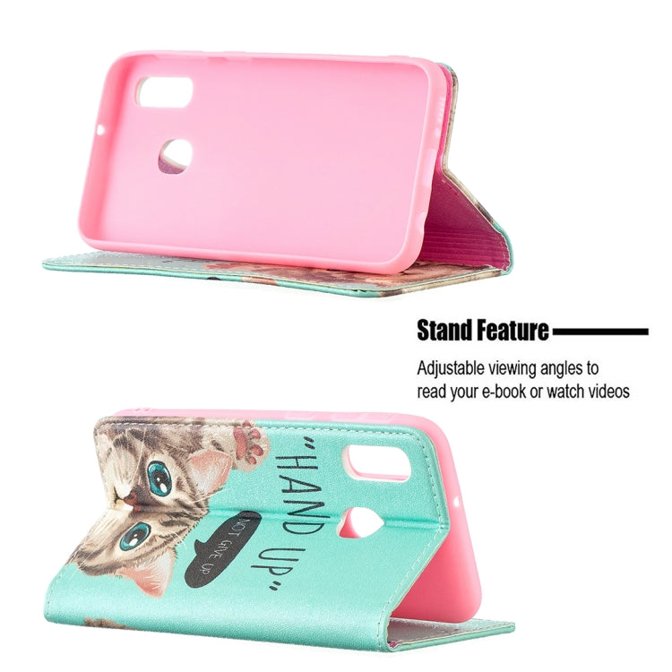 For Samsung Galaxy A10e / A20e Colored Drawing Pattern Invisible Magnetic Horizontal Flip PU Leather Case with Holder & Card Slots & Wallet(Cat) by buy2fix
