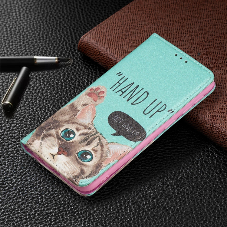 For Samsung Galaxy A10e / A20e Colored Drawing Pattern Invisible Magnetic Horizontal Flip PU Leather Case with Holder & Card Slots & Wallet(Cat) by buy2fix