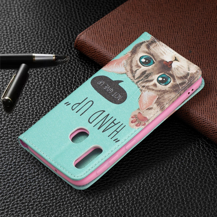 For Samsung Galaxy A10e / A20e Colored Drawing Pattern Invisible Magnetic Horizontal Flip PU Leather Case with Holder & Card Slots & Wallet(Cat) by buy2fix