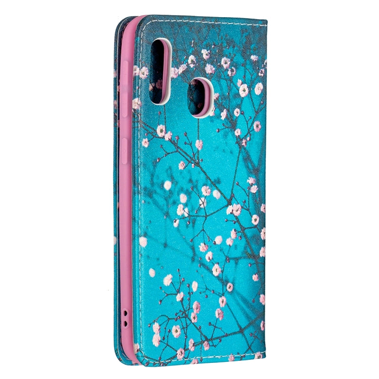 For Samsung Galaxy A10e / A20e Colored Drawing Pattern Invisible Magnetic Horizontal Flip PU Leather Case with Holder & Card Slots & Wallet(Plum Blossom) by buy2fix