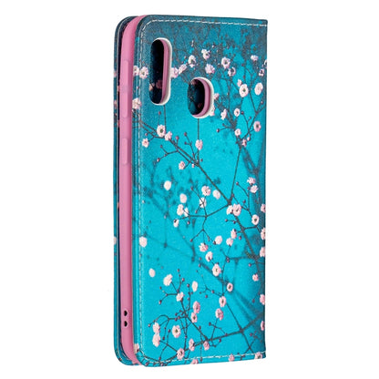 For Samsung Galaxy A10e / A20e Colored Drawing Pattern Invisible Magnetic Horizontal Flip PU Leather Case with Holder & Card Slots & Wallet(Plum Blossom) by buy2fix