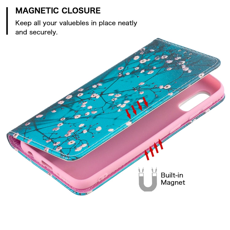 For Samsung Galaxy A10e / A20e Colored Drawing Pattern Invisible Magnetic Horizontal Flip PU Leather Case with Holder & Card Slots & Wallet(Plum Blossom) by buy2fix