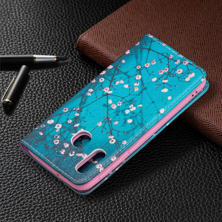For Samsung Galaxy A10e / A20e Colored Drawing Pattern Invisible Magnetic Horizontal Flip PU Leather Case with Holder & Card Slots & Wallet(Plum Blossom) by buy2fix