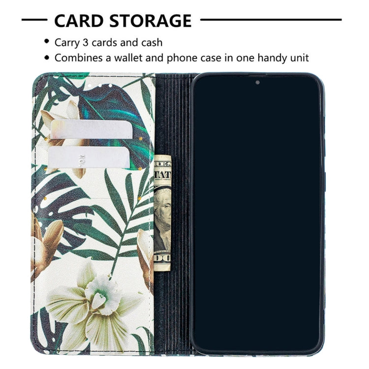 For Samsung Galaxy A50 Colored Drawing Pattern Invisible Magnetic Horizontal Flip PU Leather Case with Holder & Card Slots & Wallet(Red Leaves) by buy2fix