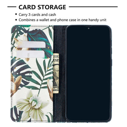 For Samsung Galaxy A50 Colored Drawing Pattern Invisible Magnetic Horizontal Flip PU Leather Case with Holder & Card Slots & Wallet(Red Leaves) by buy2fix