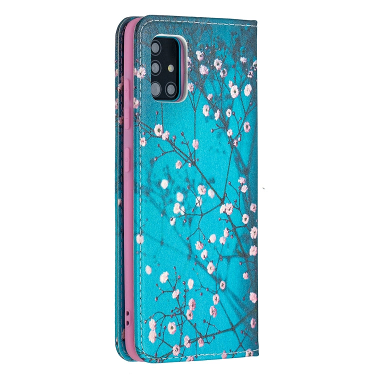 For Samsung Galaxy A51 Colored Drawing Pattern Invisible Magnetic Horizontal Flip PU Leather Case with Holder & Card Slots & Wallet(Plum Blossom) by buy2fix
