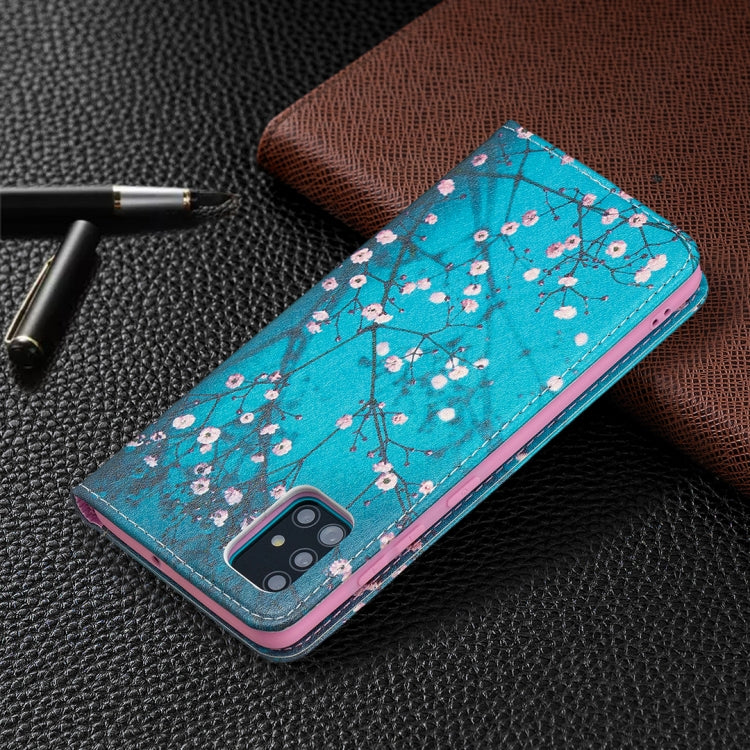For Samsung Galaxy A51 Colored Drawing Pattern Invisible Magnetic Horizontal Flip PU Leather Case with Holder & Card Slots & Wallet(Plum Blossom) by buy2fix