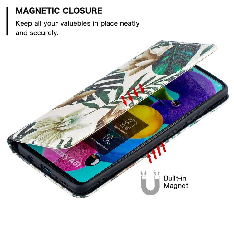 For Samsung Galaxy A51 Colored Drawing Pattern Invisible Magnetic Horizontal Flip PU Leather Case with Holder & Card Slots & Wallet(Red Leaves) by buy2fix