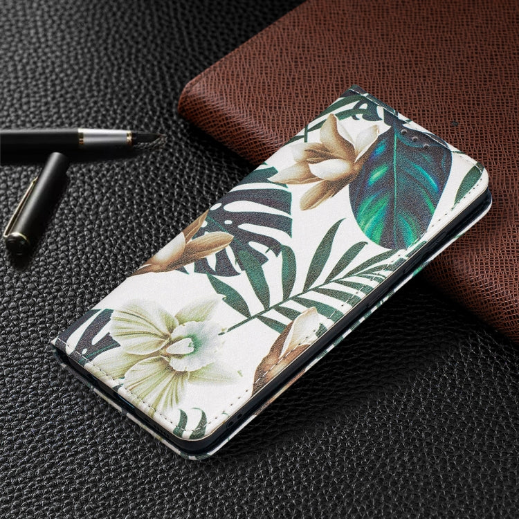 For Samsung Galaxy A51 Colored Drawing Pattern Invisible Magnetic Horizontal Flip PU Leather Case with Holder & Card Slots & Wallet(Red Leaves) by buy2fix