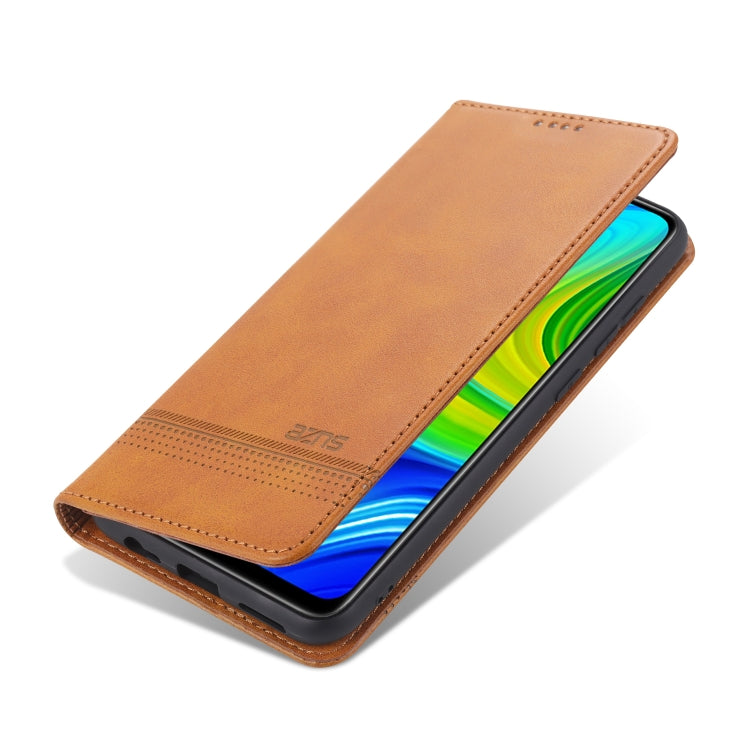 For Xiaomi Redmi Note 9 / 10X AZNS Magnetic Calf Texture Horizontal Flip Leather Case with Card Slots & Holder & Wallet(Light Brown) - Xiaomi Cases by AZNS | Online Shopping UK | buy2fix
