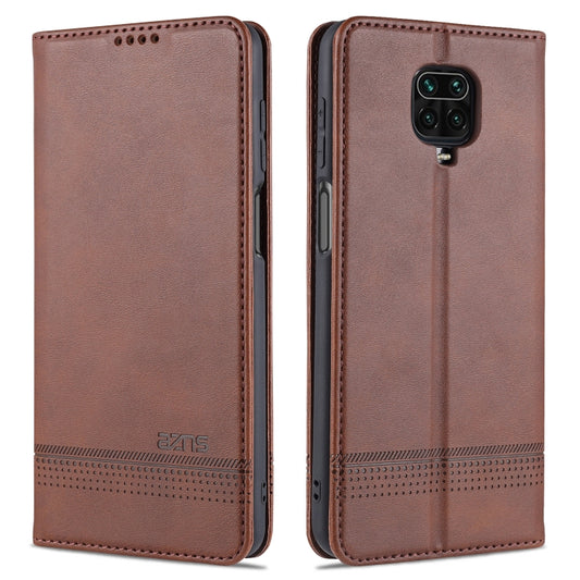 For Xiaomi Redmi Note 9 Pro / Note 9s AZNS Magnetic Calf Texture Horizontal Flip Leather Case with Card Slots & Holder & Wallet(Dark Brown) - Xiaomi Cases by AZNS | Online Shopping UK | buy2fix