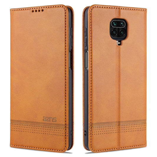 For Xiaomi Redmi Note 9 Pro / Note 9s AZNS Magnetic Calf Texture Horizontal Flip Leather Case with Card Slots & Holder & Wallet(Light Brown) - Xiaomi Cases by AZNS | Online Shopping UK | buy2fix