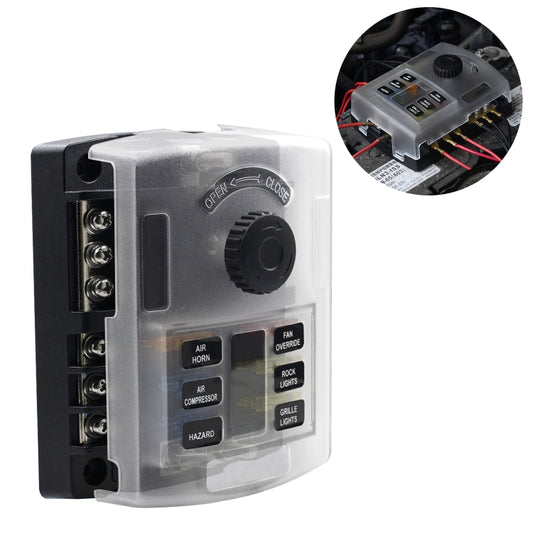 CS-1222A1 High Current Independent Positive and Negative 6-way LED Indicator Plug Fuse Box - Fuse by buy2fix | Online Shopping UK | buy2fix