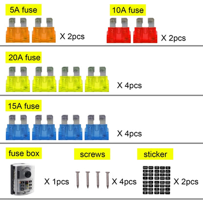 CS-1222A1 High Current Independent Positive and Negative 6-way LED Indicator Plug Fuse Box - Fuse by buy2fix | Online Shopping UK | buy2fix