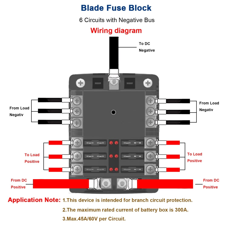 CS-1222A1 High Current Independent Positive and Negative 6-way LED Indicator Plug Fuse Box - Fuse by buy2fix | Online Shopping UK | buy2fix