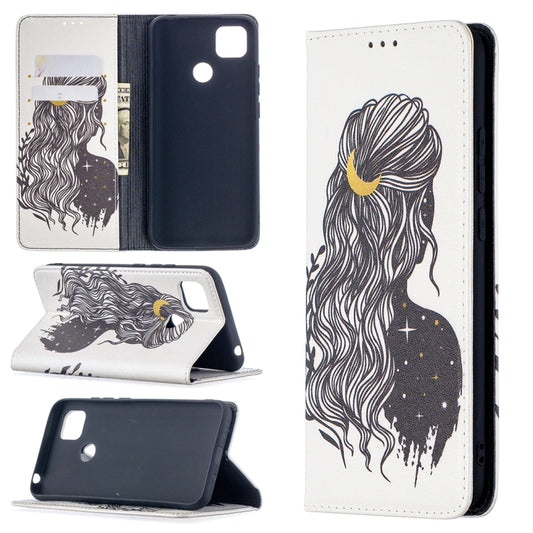 For Xiaomi Redmi 9C Colored Drawing Pattern Invisible Magnetic Horizontal Flip PU Leather Case with Holder & Card Slots & Wallet(Girl) - Xiaomi Cases by buy2fix | Online Shopping UK | buy2fix