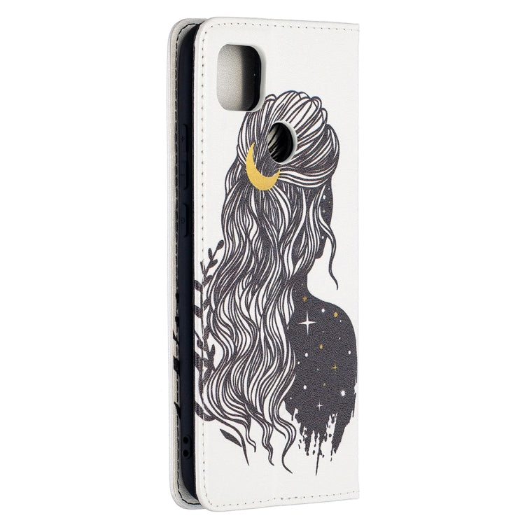 For Xiaomi Redmi 9C Colored Drawing Pattern Invisible Magnetic Horizontal Flip PU Leather Case with Holder & Card Slots & Wallet(Girl) - Xiaomi Cases by buy2fix | Online Shopping UK | buy2fix