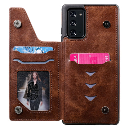 Shockproof Calf Texture Protective Case with Holder & Card Slots & Frame For Samsung Galaxy Note20(Coffee) by buy2fix