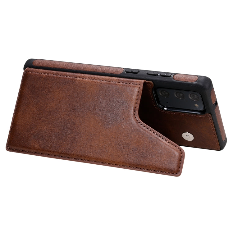 Shockproof Calf Texture Protective Case with Holder & Card Slots & Frame For Samsung Galaxy Note20(Coffee) by buy2fix