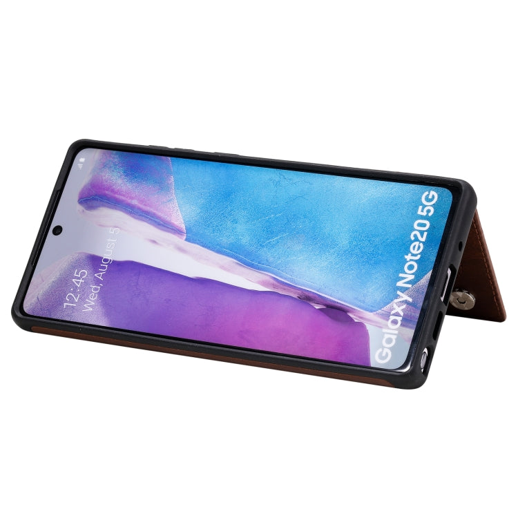 Shockproof Calf Texture Protective Case with Holder & Card Slots & Frame For Samsung Galaxy Note20(Coffee) by buy2fix