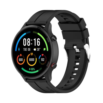 For Xiaomi Watch Color Sport Silicone Watch Band with Silver Steel Buckle(Black) - Watch Bands by buy2fix | Online Shopping UK | buy2fix