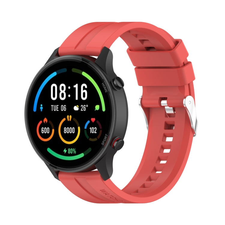 For Xiaomi Watch Color Sport Silicone Watch Band with Silver Steel Buckle(Red) - Watch Bands by buy2fix | Online Shopping UK | buy2fix