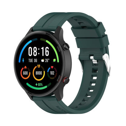 For Xiaomi Watch Color Sport Silicone Watch Band with Silver Steel Buckle(Dark Green) - Watch Bands by buy2fix | Online Shopping UK | buy2fix