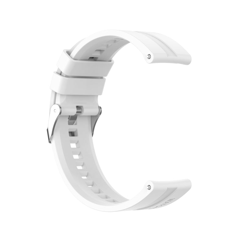 For TicWatch Pro 3 Silicone Watch Band with Silver Steel Buckle(White) - Watch Bands by buy2fix | Online Shopping UK | buy2fix