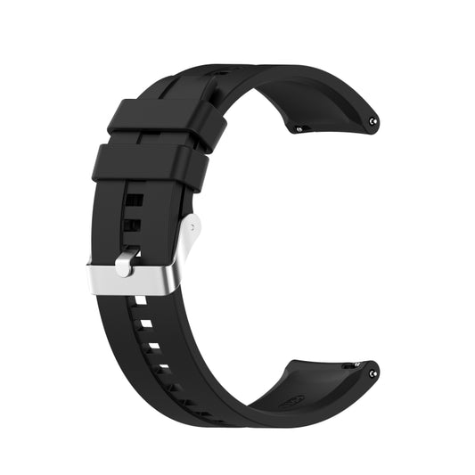For TicWatch Pro 3 Silicone Watch Band with Silver Steel Buckle(Black) - Watch Bands by buy2fix | Online Shopping UK | buy2fix