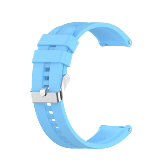 For TicWatch Pro 3 Silicone Watch Band with Silver Steel Buckle(Sky Blue) - Watch Bands by buy2fix | Online Shopping UK | buy2fix