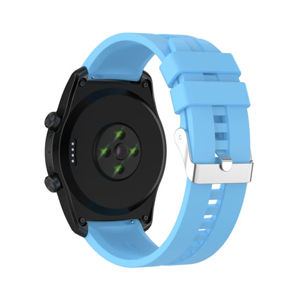 For TicWatch Pro 3 Silicone Watch Band with Silver Steel Buckle(Sky Blue) - Watch Bands by buy2fix | Online Shopping UK | buy2fix