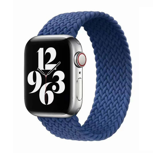 Single-turn Nylon Woven Watch Band For Apple Watch Series 9&8&7 41mm / SE 3&SE 2&6&SE&5&4 40mm / 3&2&1 38mm, Size:L(Blue) by buy2fix