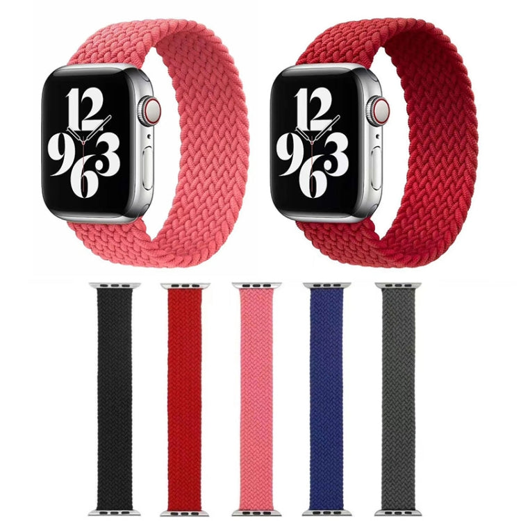 Single-turn Nylon Woven Watch Band For Apple Watch Series 9&8&7 41mm / SE 3&SE 2&6&SE&5&4 40mm / 3&2&1 38mm, Size:L(Black) by buy2fix