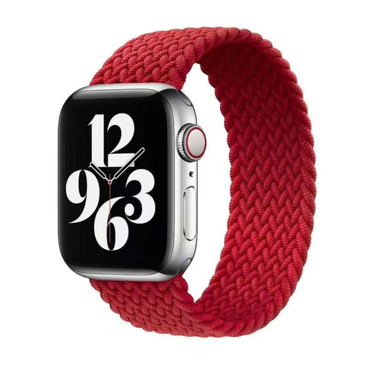 Single-turn Nylon Woven Watch Band For Apple Watch Ultra 49mm&Watch Ultra 2 49mm / Series 9&8&7 45mm / SE 3&SE 2&6&SE&5&4 44mm / 3&2&1 42mm, Size:L(Red) by buy2fix