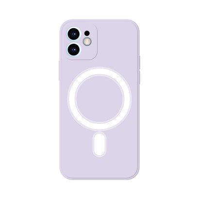 For iPhone 12 Silicone Full Coverage Shockproof Magsafe Case(Light Purple) - iPhone 12 / 12 Pro Cases by buy2fix | Online Shopping UK | buy2fix